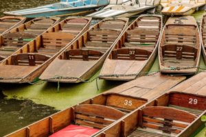 Punts in the River Cherwell at the Oxford Botanical Garden & Arboretum